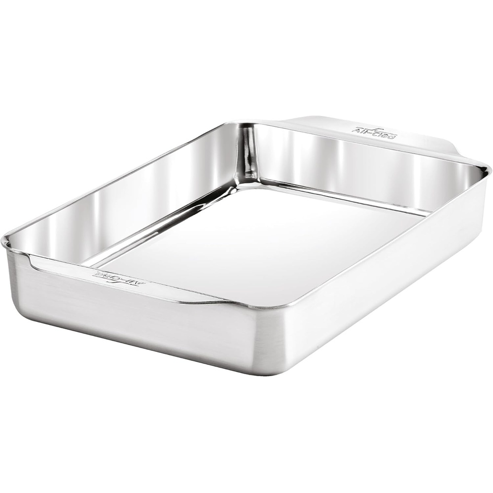image:imageAllClad Stainless Steel Baking Quarter Sheet Pan 9 x 125 Triply Bonded for Consistent Baking Roast Bake Cookies Brownies and More Professional Stainless Steel Bakeware9 x 13
