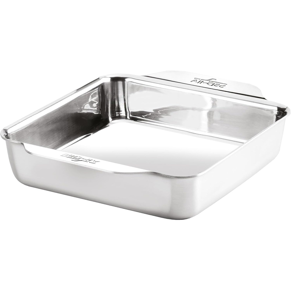 image:imageAllClad Stainless Steel Baking Quarter Sheet Pan 9 x 125 Triply Bonded for Consistent Baking Roast Bake Cookies Brownies and More Professional Stainless Steel Bakeware8x8 Inch Square Cake Pan