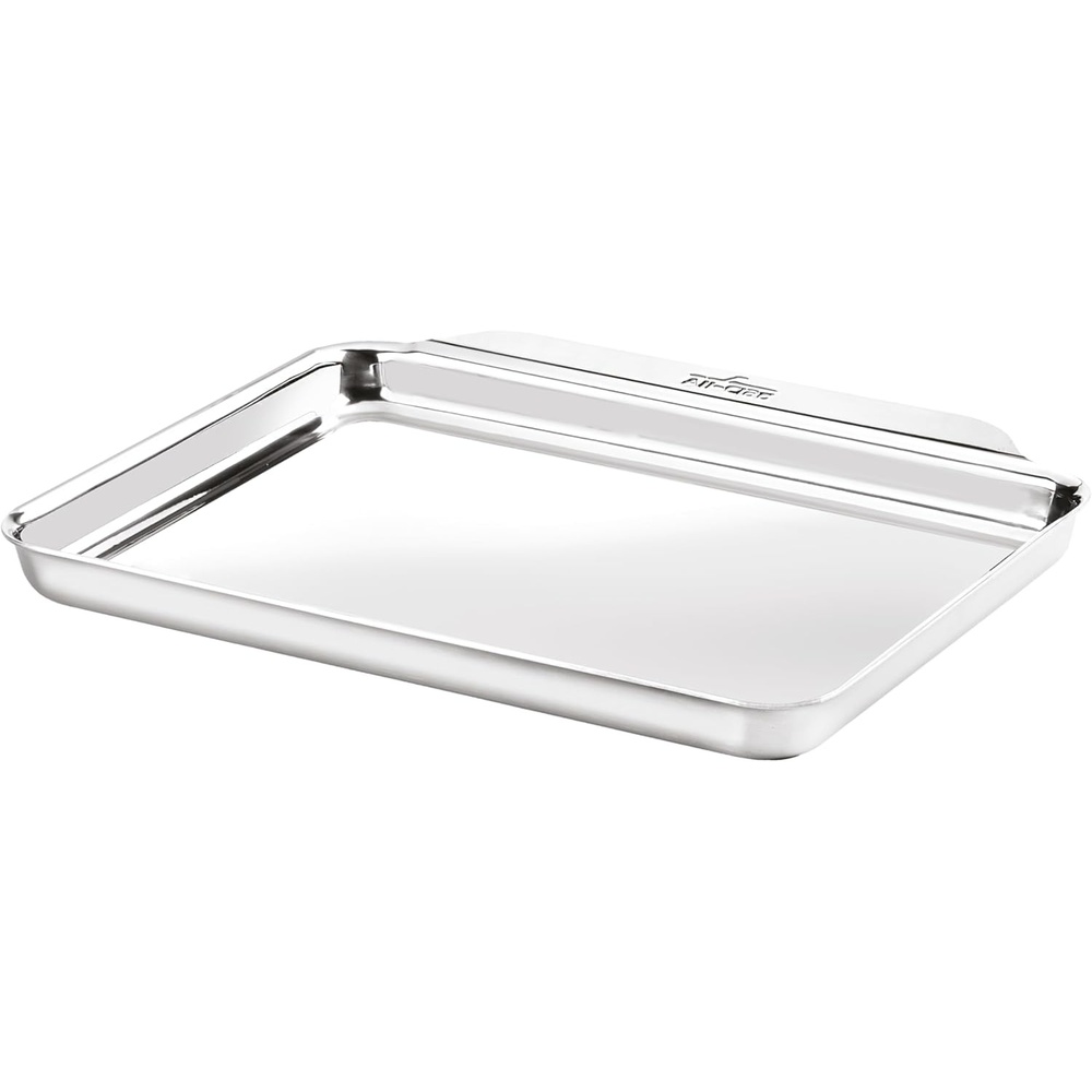 image:imageAllClad Stainless Steel Baking Quarter Sheet Pan 9 x 125 Triply Bonded for Consistent Baking Roast Bake Cookies Brownies and More Professional Stainless Steel Bakeware9 x 125