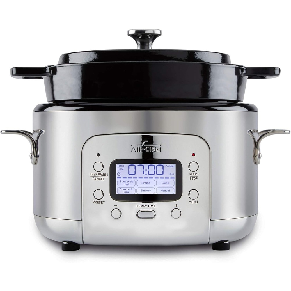 image:imageAllClad Stainless Steel Electric Slow Cooker 7Quart Programmable LCD Timer Aluminum Insert Slow Cookers Small Kitchen Appliances SilverSilver