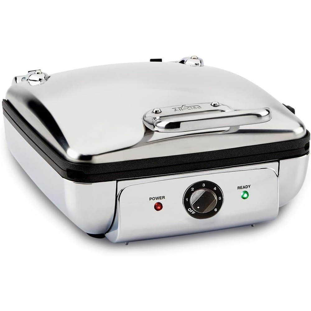 image:imageAllClad Stainless Steel Waffle Maker 4 Section Thick Belgium Waffle Makers Upright Storage 1600 Watts Nonstick 6 Browning Levels Dishwasher Safe