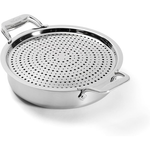 All-Clad Accessory, Stainless Steel Strain & Splatter Guard, 10.5-Inch, Easy, Mess-Free Straining, Multifunctional Design, Pots and Pans, Cookware, Kitchen Gadgets, Cooking Tools, Silver(4-Quart Sauteuse)
