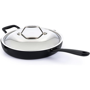 All-Clad Cast Iron Skillet – 12” Enameled Cast Iron Pan with Lid, Enamel Coating, Grill, Oven Safe up to 650°F & Compatible with All Stovetops (Gas, Electric & Induction), Easy-Clean Frying Pan, Black(12 Inch)