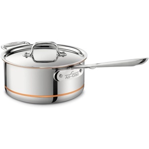 All-Clad Copper Core 5-Ply Stainless Steel Sauce Pan 4 Quart Induction Oven Broiler Safe 600F Pots and Pans, Cookware Silver(Silver/Metallic)