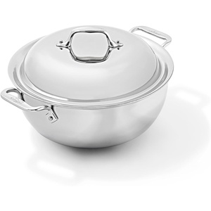 All-Clad D3 3-Ply Stainless Steel Dutch Oven 5.5 Quart Induction Oven Broiler Safe 600F Pots and Pans, Cookware Silver