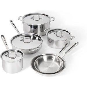 All-Clad D3 Stainless Steel 10 Piece Cookware Set- Made in USA- Includes Frying Pans, Saucepan, Soup Pot, Sautépan, Stockpot – Professional Grade -Oven Safe & Induction Compatible(Stainless Steel)