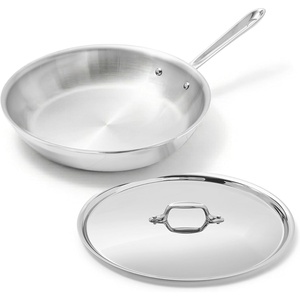 All-Clad D3® Stainless Steel 10 inch Frying Pan Covered- Made in the USA- The Original Bonded Professional Cookware- Oven Safe & Induction Compatible(10″ Stainless Steel pan with lid)