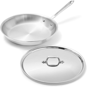All-Clad D3® Stainless Steel 10 inch Frying Pan Covered- Made in the USA- The Original Bonded Professional Cookware- Oven Safe & Induction Compatible(12″ Stainless Steel pan with lid)