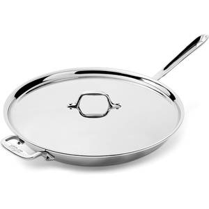 All-Clad D3® Stainless Steel 14 inch Frying Pan Covered- Made in the USA- The Original Bonded Professional Cookware- Oven Safe & Induction Compatible