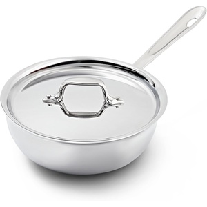 All-Clad D3® Stainless Steel 3 Piece Cookware Set- Made in USA- Includes 10″ Frying Pan and 2-Qt Saucier Pan With Lid – Professional Grade -Oven Safe & Induction Compatible(2QT Saucier)