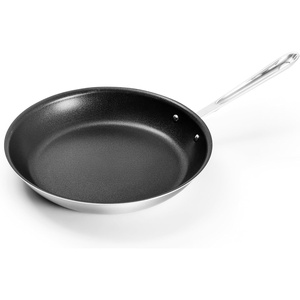 All-Clad D5 8 Inch Brushed Stainless Steel Pro Non Stick Frying pan, 5-Ply Stainless Steel Pan, Induction, Oven Broiler Safe 500F Skillet, Professional Cookware, Silver(12-inch)