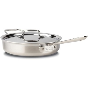 All-Clad D5® Stainless Steel Core 3 Quart Saute Pan With Lid – Made in the USA – The Upgrade for Supremely Even Heat- Oven Safe & Induction Compatible Cookware(Silver)