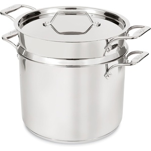 All-Clad Essentials Hard Anodized Nonstick Multi-Pot 7 Quart Oven Broiler Safe 500F Strainer, Pasta Strainer with Handle, Pots and Pans Black(12-quart (Induction))