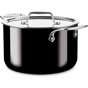 All-Clad FusionTec Ceramic and Steel Core Stockpot 7 Quart Induction Oven Broiler Safe 500F Pots and Pans, Cookware Platinum(Onyx)