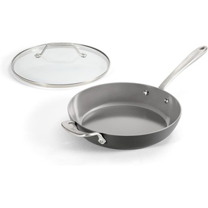 All-Clad HA1® Ceramic Nonstick, Frying Pan Set with Lid, 12 inch – Oven Safe up to 450° & Compatible with All Stovetops (Gas, Electric & Induction), Light Grey(10.5″ Fry Pan with Lid)