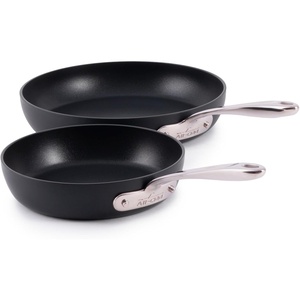 All-Clad HA1 Expert Hard Anodized Nonstick Fry Pan 2 Piece Set, 8″ & 10″ Induction, Oven Safe 500F, Kitchen Frying Pans, Skillets, Ergonomic Handle, Premium Cookware, Dishwasher Safe, Black(2-Piece Set (8″ + 10″))