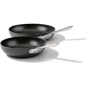 All-Clad HA1 Hard Anodized Non Stick Fry Pan Set 2 Piece, 8, 10 Inch, Induction, Oven Broiler Safe 500F, Pots and Pans Set, Kitchen Frying Pans, Skillets, Premium Cookware, Home, Dishwasher Safe Black(2 Piece Set)