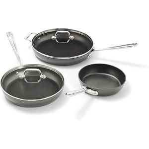 All-Clad HA1 Hard Anodized Non Stick Fry Pan Set 2 Piece, 8, 10 Inch, Induction, Oven Broiler Safe 500F, Pots and Pans Set, Kitchen Frying Pans, Skillets, Premium Cookware, Home, Dishwasher Safe Black(5 Piece Set)