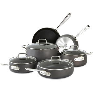 All-Clad HA1 Hard Anodized Non Stick Fry Pan Set 2 Piece, 8, 10 Inch, Induction, Oven Broiler Safe 500F, Pots and Pans Set, Kitchen Frying Pans, Skillets, Premium Cookware, Home, Dishwasher Safe Black(10 Piece Set)