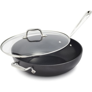 All-Clad HA1 Hard Anodized Nonstick Chef’s Pan,12 Inch Induction Oven Broiler Safe 500F, Lid Safe 350F Pots and Pans, Cookware Black