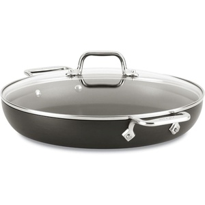 All-Clad HA1 Hard Anodized Nonstick Fry Pan 12 Inch Induction Oven Broiler Safe 500F, Lid Safe 350F Pots and Pans, Cookware Black(12″ Fry Pan With Lid (2 Handles))