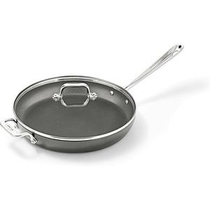 All-Clad HA1 Hard Anodized Nonstick Fry Pan 12 Inch Induction Oven Broiler Safe 500F, Lid Safe 350F Pots and Pans, Cookware Black(12″ Fry Pan With Lid)