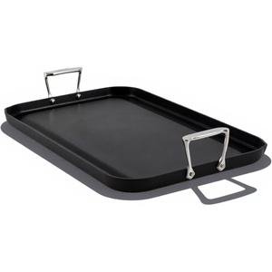 All-Clad HA1 Hard Anodized Nonstick Griddle 11×11 Inch Oven Broiler Safe 500F, Lid Safe 350F Pots and Pans, Cookware Black(13″ x 20″ (Double Burner))