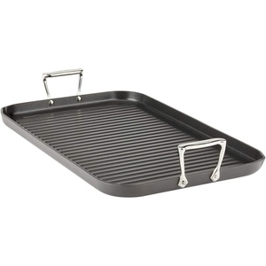 All-Clad HA1 Hard Anodized Nonstick Grill/Griddle Pan 13×20 Inch Oven Broiler Safe 500F Pots and Pans, Cookware Black(13″ x 20″ (Double Burner))