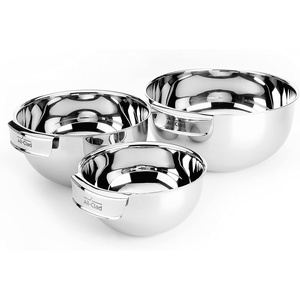 All-Clad Kitchen Accessories Stainless Steel Mixing Bowls Set 1.5, 3, 5 Quart Metal Mixing Bowls Silver(3-Piece)