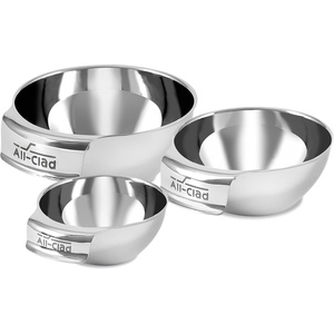 All-Clad Kitchen Essentials Stainless Steel Mini Measuring Bowl Set 3 Piece, Includes 1, 1/2 and 1/4 Stackable Measuring Cups, Gadgets for Cooking & Baking, Cookware Tools, Dishwasher Safe, Silver