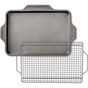 All-Clad Pro-Release Nonstick Bakeware Set 3 Piece Oven Safe 450F Half Sheet, Cookie Sheet, Muffin Pan, Cooling & Baking Rack, Round Cake Pan, Loaf Pan, Baking Pan Grey(17 In x 11.5 In x 1 In)