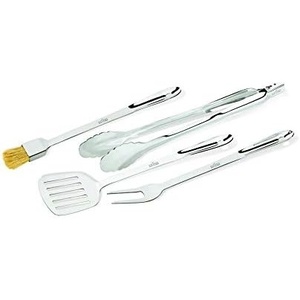 All-Clad Professional Tools with Case Stainless Steel BBQ Tool Set 4 Piece Pots and Pans, Cookware Silver(W/o case)