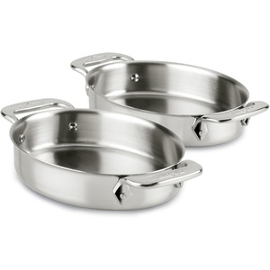 All-Clad Specialty Stainless Steel Oval Bakeware Set 2 Piece Induction Pots and Pans Silver(Normal)