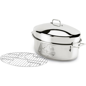 All-Clad Specialty Stainless Steel Roaster with Nonstick Rack 11×14 Inch Oven Broiler Safe 600F Roaster Pan, Pots and Pans, Bakeware, Silver(19″ x 12″)