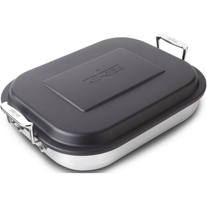 All-Clad Specialty Stainless Steel and Plastic Lid Square Covered Baking Pan 8×8 Inch Oven Broiler Safe 600F Pots and Pans Silver(12 x 15 Inch)