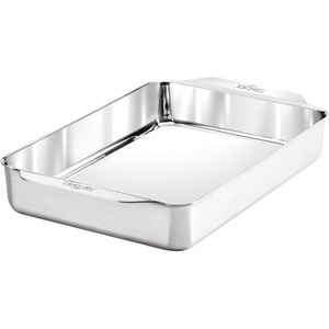 All-Clad Stainless Steel Baking Quarter Sheet Pan 9″ x 12.5″ – Tri-ply Bonded for Consistent Baking- (Roast, Bake Cookies, Brownies and More) Professional Stainless Steel Bakeware(9″ x 13″)