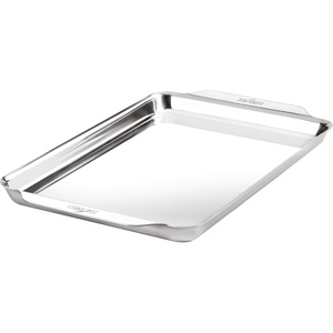 All-Clad Stainless Steel Baking Quarter Sheet Pan 9″ x 12.5″ – Tri-ply Bonded for Consistent Baking- (Roast, Bake Cookies, Brownies and More) Professional Stainless Steel Bakeware(10″ x 15″)