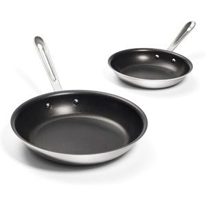All-Clad Stainless Steel Pro Nonstick Frying Pan Set – 8 & 10 Inch Skillets, Induction Compatible, Oven & Broiler Safe to 500°F, Professional Cookware, Silver(Stainless Steel Silver with Black interior)