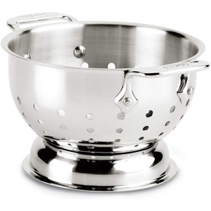 All-Clad Tools and Accessories Stainless Steel Colander 3 Quart Strainer, Pasta Strainer with Handle, Pots and Pans Silver(1.5-Quart)