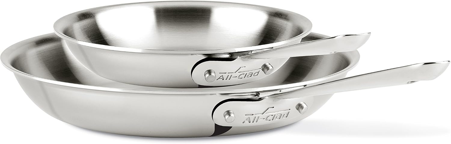 image:imageAllClad D3 3Ply Stainless Steel Fry Pan with Lid 12 Inch Induction Oven Broil Safe 600F Pots and Pans Cookware amp D3 Stainless Steel Frying Pan 8 and 10 Inch Cookware Set 2 Silver12Inch