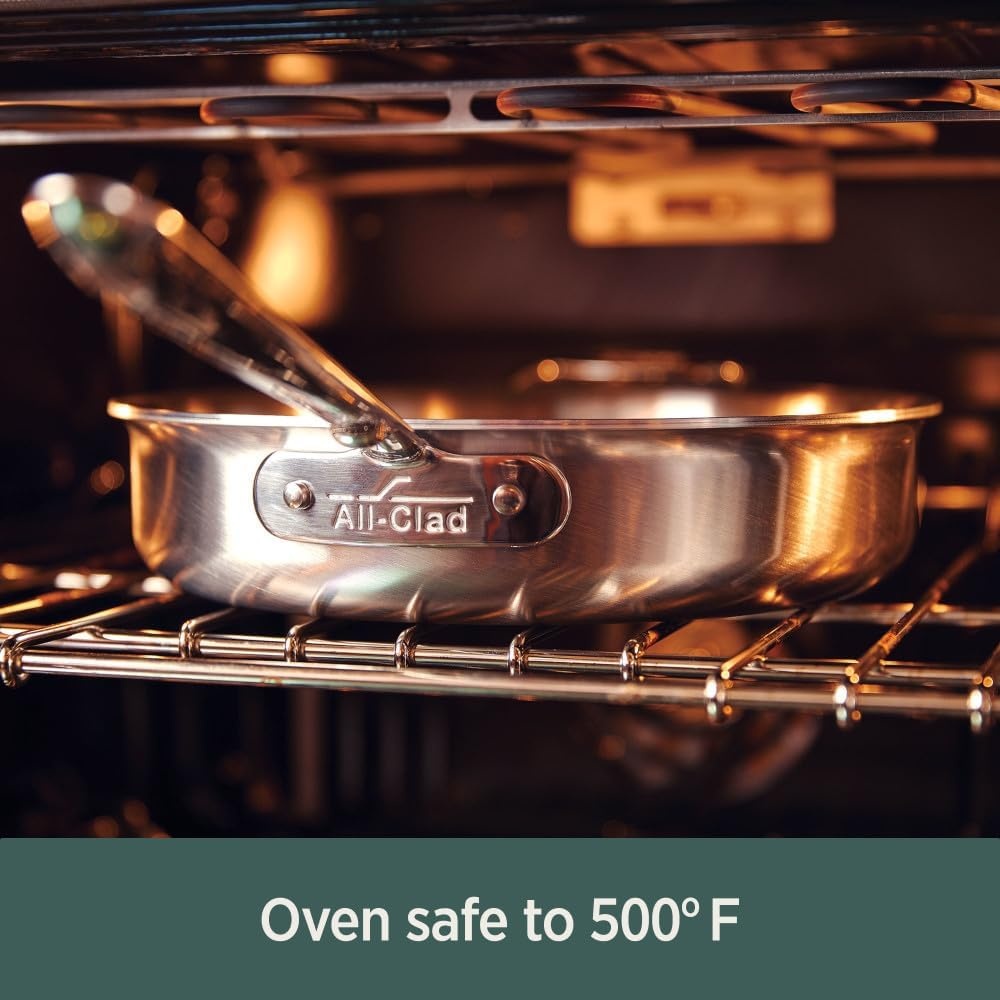 image:imageAllClad D5 5Ply Brushed Stainless Steel Fry Pan 12 Inch Induction Oven Broiler Safe 500F Pots and Pans Cookware SilverStainless Steel