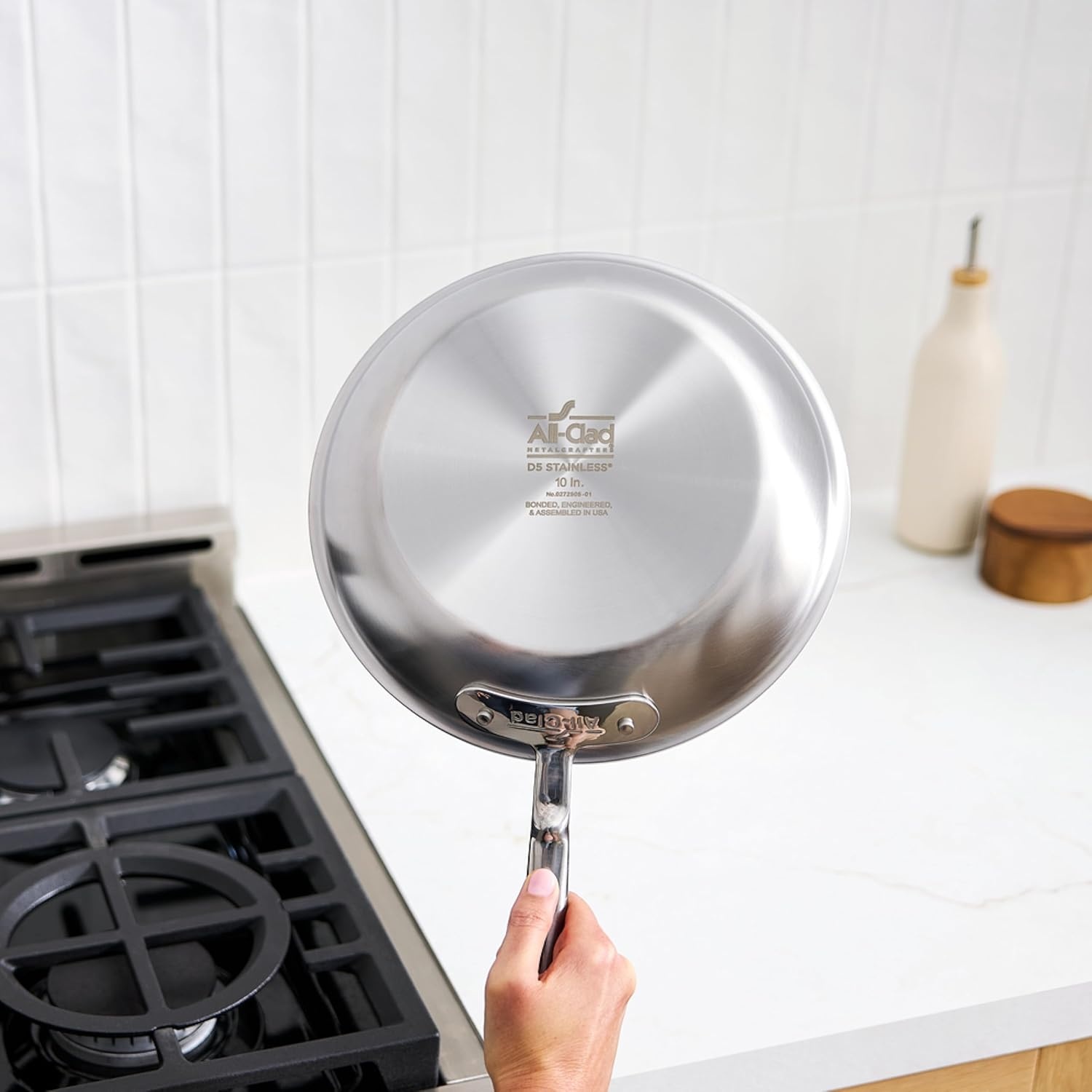 image:imageAllClad D5 5Ply Brushed Stainless Steel Fry Pan 8 Inch Induction Oven Broiler Safe 600F Pots and Pans Cookware SilverStainless Steel