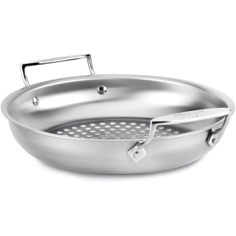 image:imageAllClad Outdoor Stainless Steel Round Basket 11 Inch Oven Broiler Safe 600F Pots and Pans Cookware SilverSilver