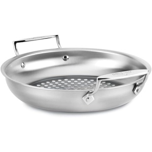 All-Clad Outdoor Stainless Steel Round Basket 11 Inch Oven Broiler Safe 600F Pots and Pans, Cookware Silver(Silver)